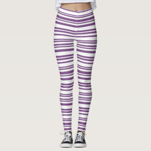 Leggings Púrpura, blanca a rayas