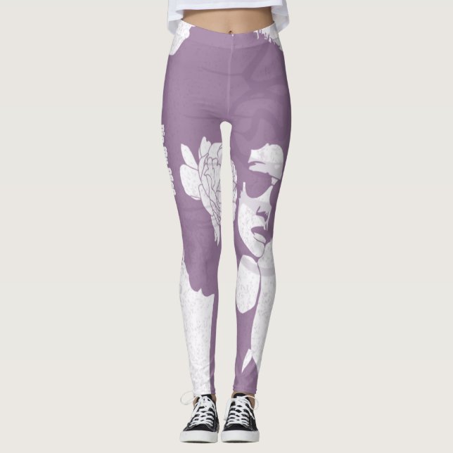 Leggings Púrpura, blanco y graffiti (Anverso)