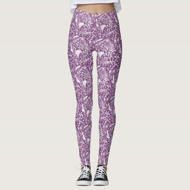 Leggings Púrpura Botánico Moderno (Anverso)