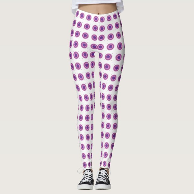 Leggings Púrpura Bullseye Objetivo Polka Dot Circulos redon (Anverso)
