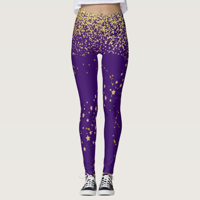 Leggings Púrpura con lentes de acento dorado (Anverso)