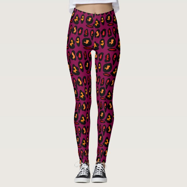 Leggings Púrpura con tonos rojos negros y marmaladas diminu (Anverso)