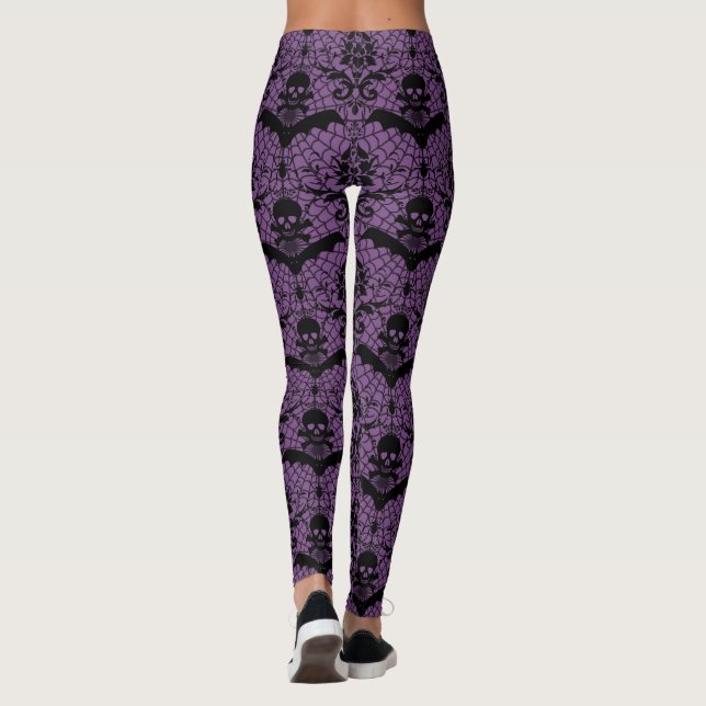 Leggings Púrpura del damasco de Halloween (Reverso)