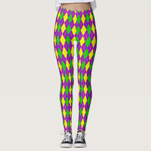 Leggings Púrpura del modelo de Argyle del carnaval, oro,