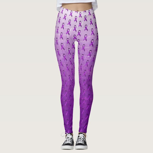Leggings Púrpura Fibromialgia Sensibilización Cintas Leyend (Anverso)