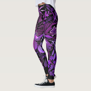 Leggings Púrpura floral de la fantasía