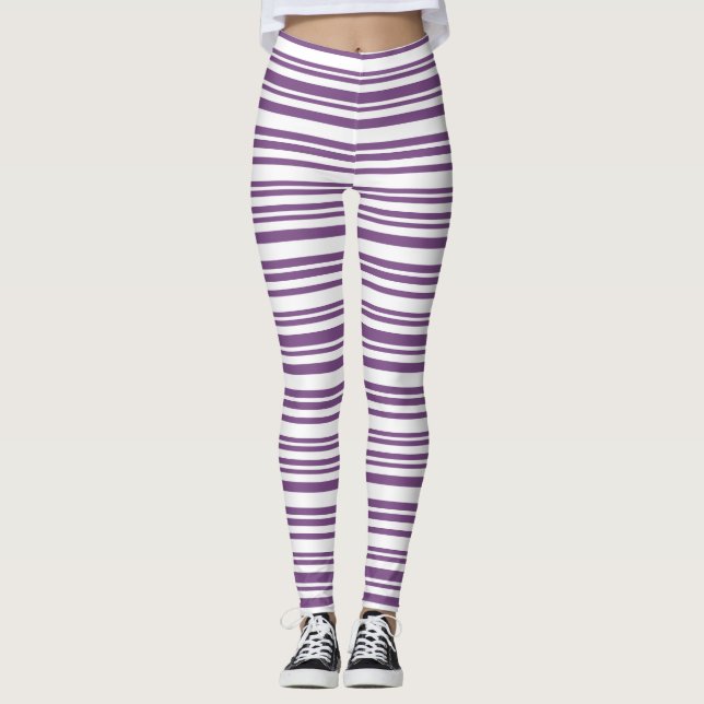 Leggings Púrpura, franja blanca (Anverso)