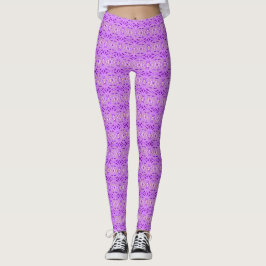 Leggings Púrpura Gris Art Deco Patrón De Entramado Gimnasio