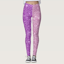 Leggings Púrpura+La yoga rosada de Athleisure del purpurina