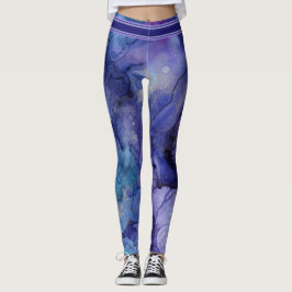 Leggings Púrpura, lavanda, acuarela azul y acuática