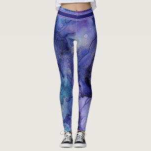 Leggings Púrpura, lavanda, acuarela azul y acuática