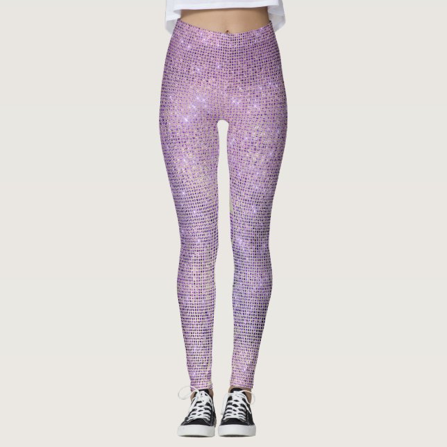 Leggings Púrpura Lilac Rosa Grill Sparkly Sequin Diamond (Anverso)