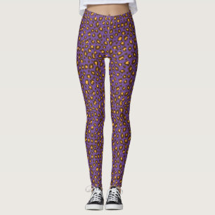 Leggings Púrpura marrón marrón de piel de leopardo