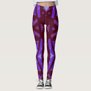 Leggings Púrpura Marrón Rosa Oscuro Resumen Patrón Geométri