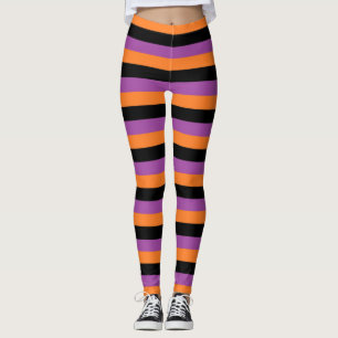 Leggings Púrpura, naranja y rayas negras