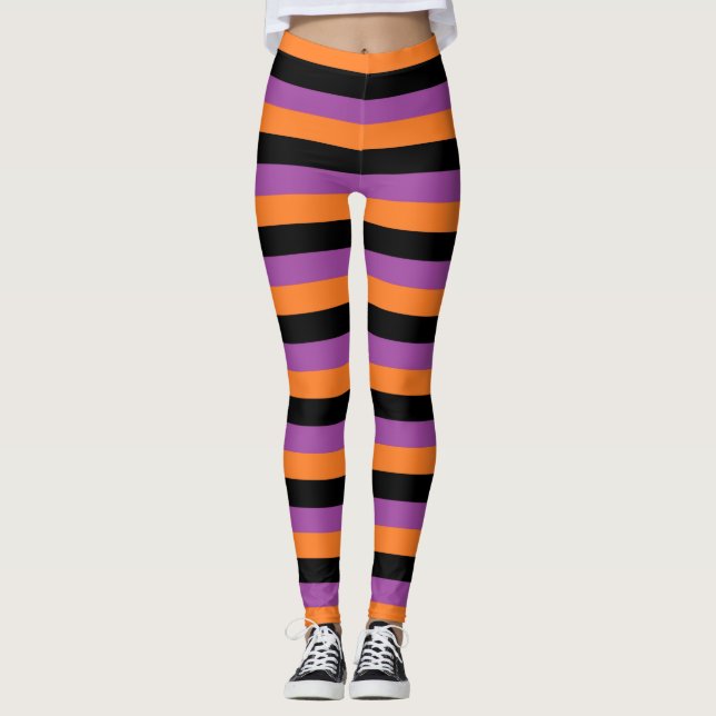Leggings Púrpura, naranja y rayas negras (Anverso)