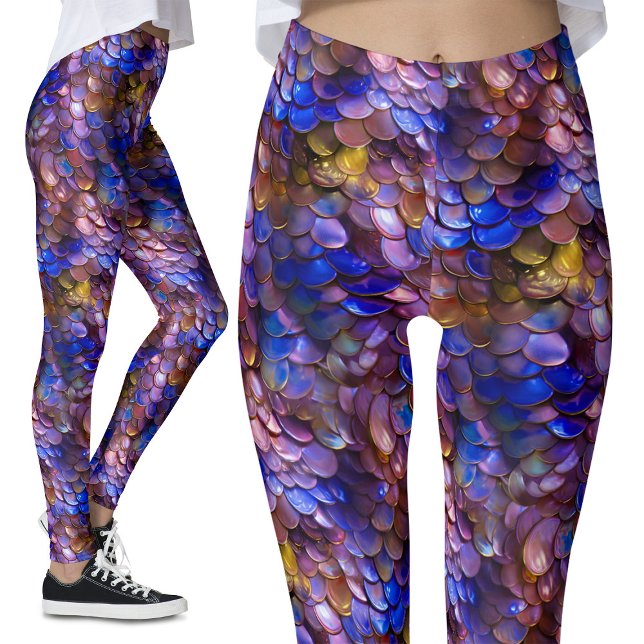 Leggings Púrpura Oro Azul Sirena Escales Fiesta de Fantasía (Subido por el creador)