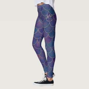 Leggings Púrpura oscuro con Sirena Monográfica de Escala de