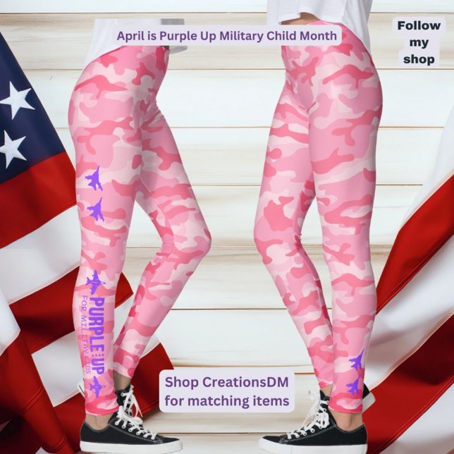 Leggings Púrpura por camuflaje rosa para niños militares (Subido por el creador)