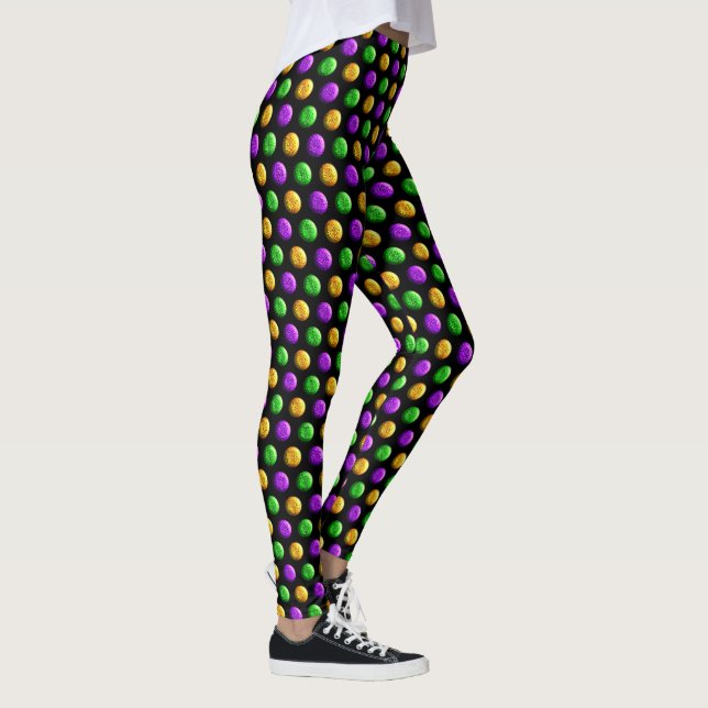 Leggings Púrpura puntos amarillos verdes Black Mardi Gras (Derecha)