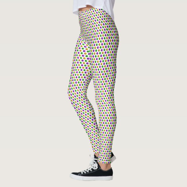 Leggings Púrpura puntos amarillos verdes Mardi gras blancos (Izquierda)