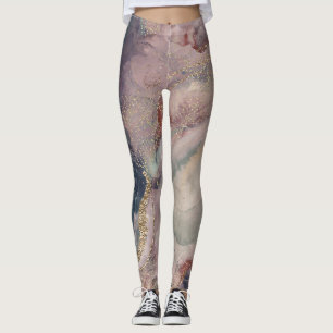 Leggings Púrpura Rosa Suave Galaxia Cósmica con Destellos d