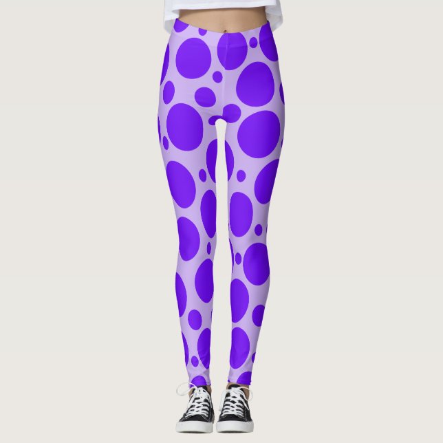 Leggings Púrpura sobre garras de puntos de polka morado (Anverso)