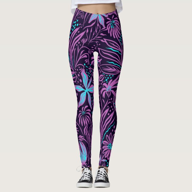 Leggings Púrpura Tropical (Anverso)