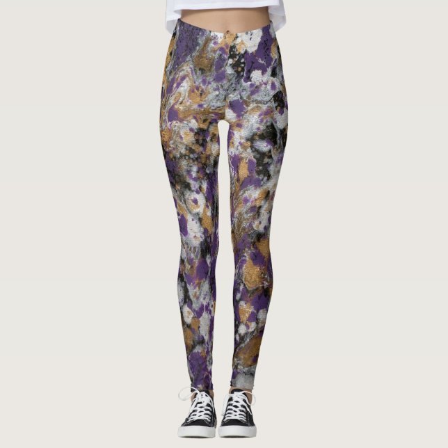Leggings Púrpura y galaxia del oro (Anverso)