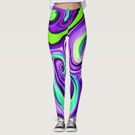 Leggings Púrpura y Verde Swirl
