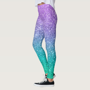 Leggings Púrpura y verde textura purpurina oscura