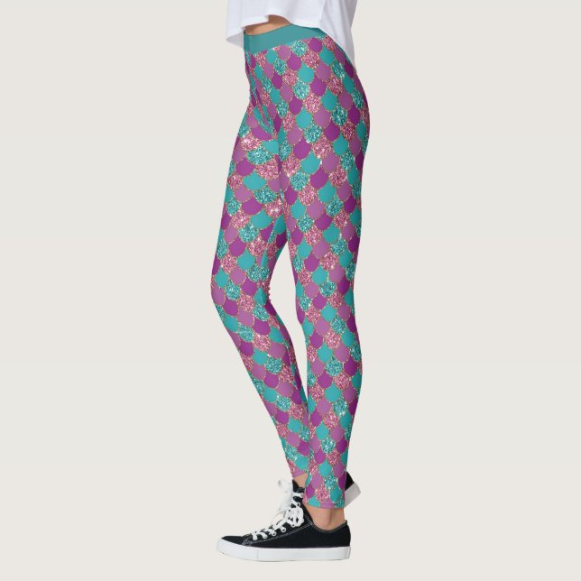 Leggings Purpurina asombroso Escala de Sirenas Pastel Glam  (Izquierda)