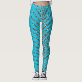 Leggings Purpurina azul acuático brillante