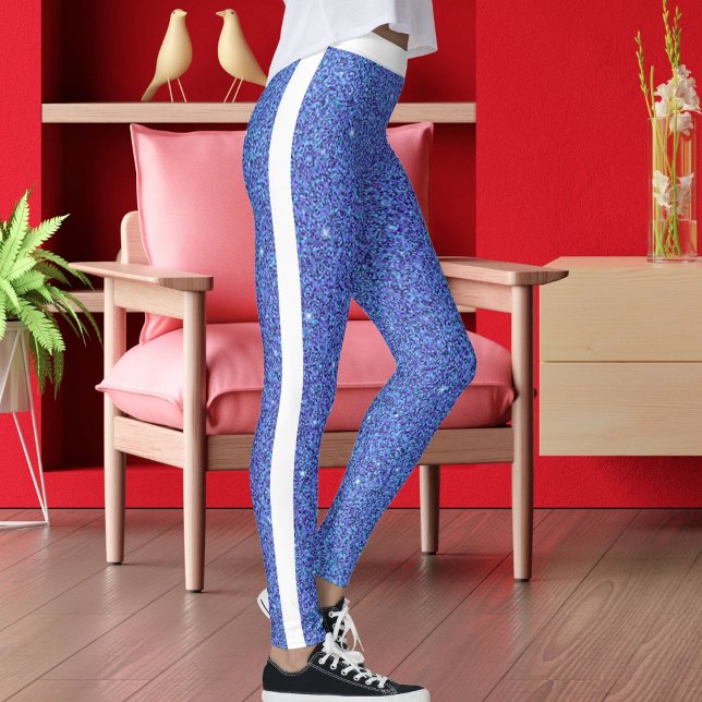 Leggings Purpurina azul moderno suave esparce franjas blanc (Subido por el creador)