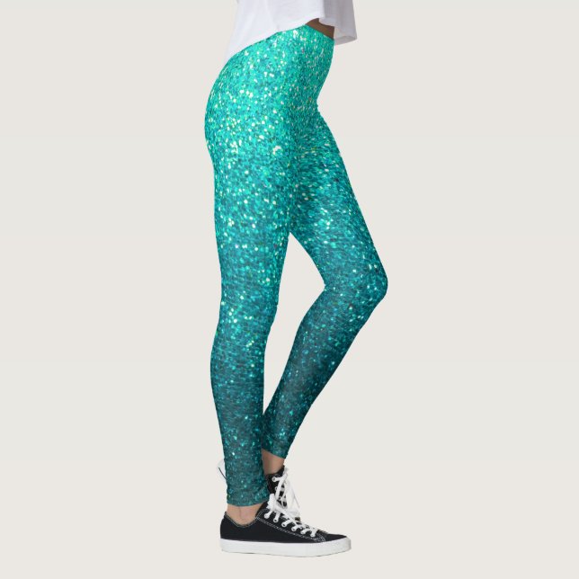 Leggings Purpurina azul turquesa negro Ombre esparce yoga (Derecha)
