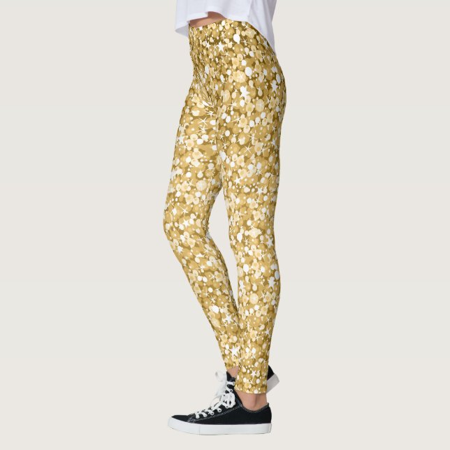 Leggings Purpurina Blanco Y Oro Moderno (Izquierda)