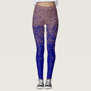 Leggings Purpurina color de rosa atractivo Ombre del azul