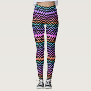 Leggings Purpurina colorido y Chevron negro