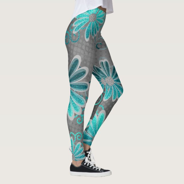 Leggings Purpurina Daisy Sparkles de Ombre gris azul turque (Derecha)
