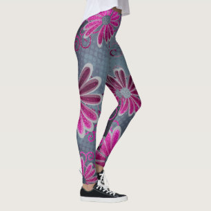Leggings Purpurina Daisy Sparkles de Ombre Gris Negro Y Ros