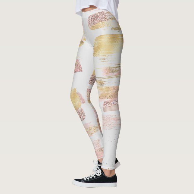 Leggings Purpurina de color blanco rosado Relieve metalizad (Izquierda)