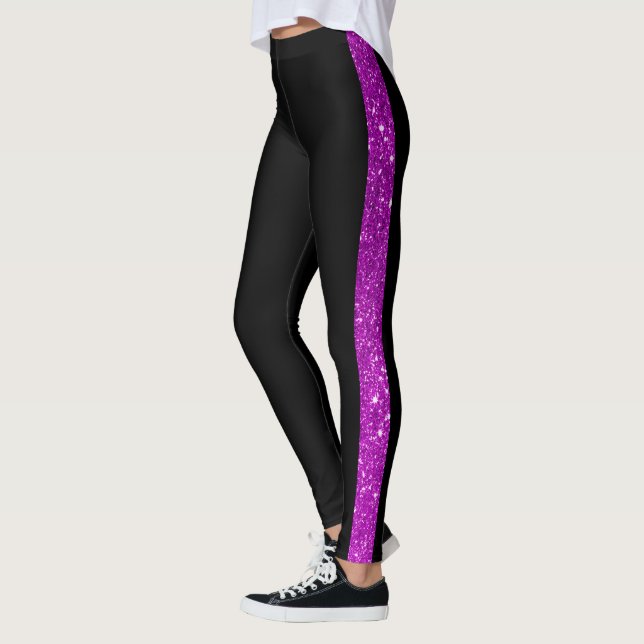 Leggings Purpurina de franja lateral de texto Personalizado (Izquierda)