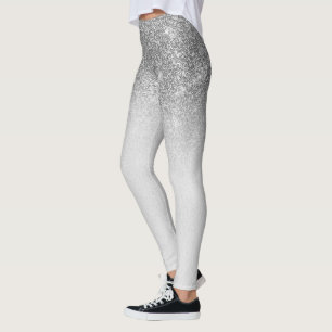 Leggings Purpurina de Glam Gris Plateado Sparkle Ombre Tren