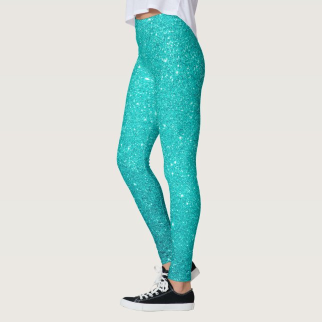 Leggings Purpurina de Ombre Verde azulado de Robin's Egg Bl (Izquierda)