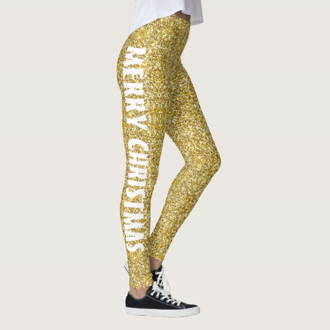 Leggings Purpurina de oro clásico de navidad (Derecha)