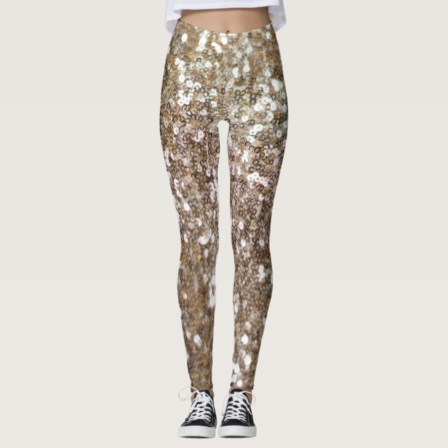 Leggings Purpurina de oro Comfy Cosy Moda de entrenamiento  (Anverso)