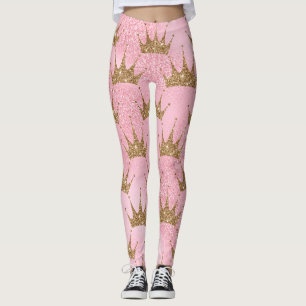 Leggings Purpurina De Oro Con Antecedentes De Purpurina Ros