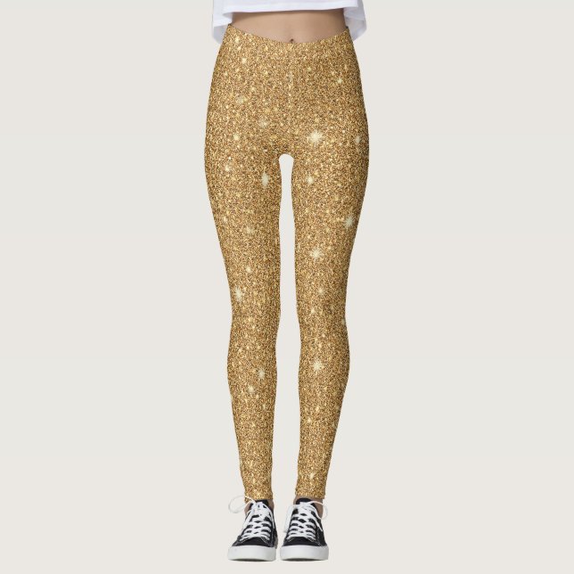 Leggings Purpurina de oro de Glam (Anverso)