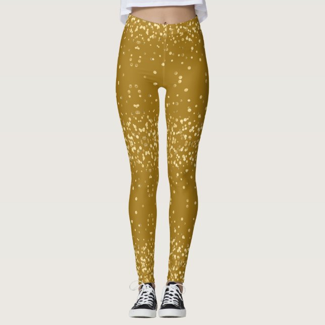 Leggings Purpurina de oro de Guay Glam Diva Fiesta Confetti (Anverso)