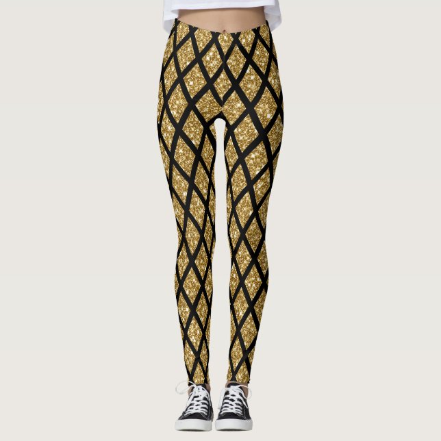 Leggings Purpurina de oro de las piernas (Anverso)